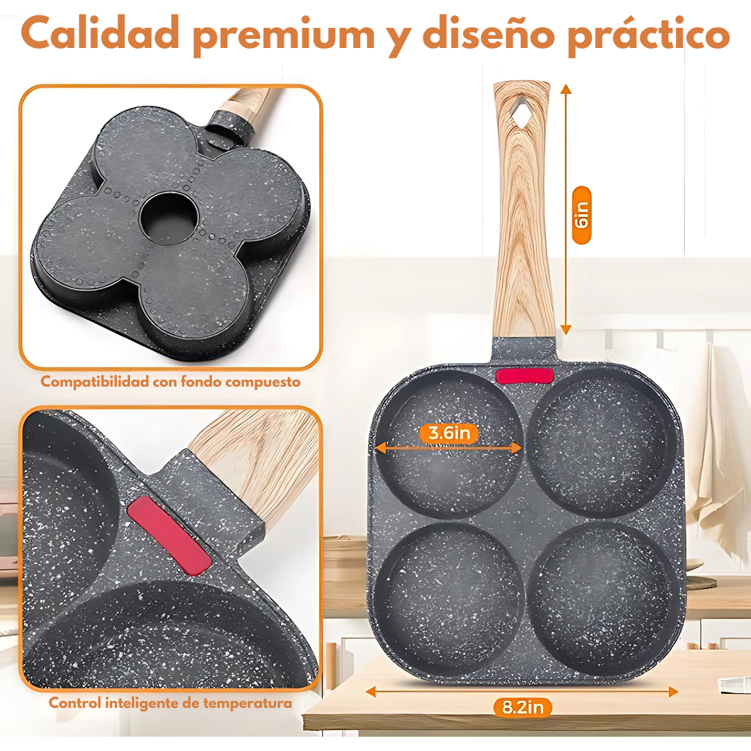 SARTÉN DE ALUMINIO 4 ESPACIOS – Cocina más rápido y sin mezclar sabores