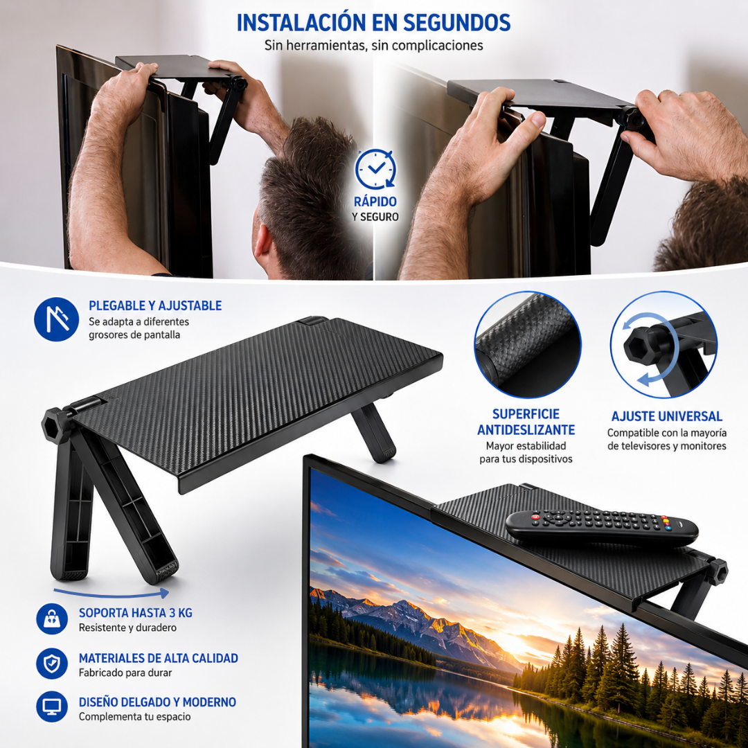 ORGANIZADOR PARA TV – Ordena modem, control y accesorios sin ocupar espacio extra