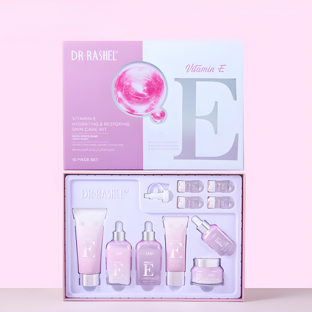 KIT COMPLETO DR-RASHELL VITAMINA E HYDRATING AND RESTORING – Hidratación intensa, reparación profunda y suavidad duradera para tu piel todos los días