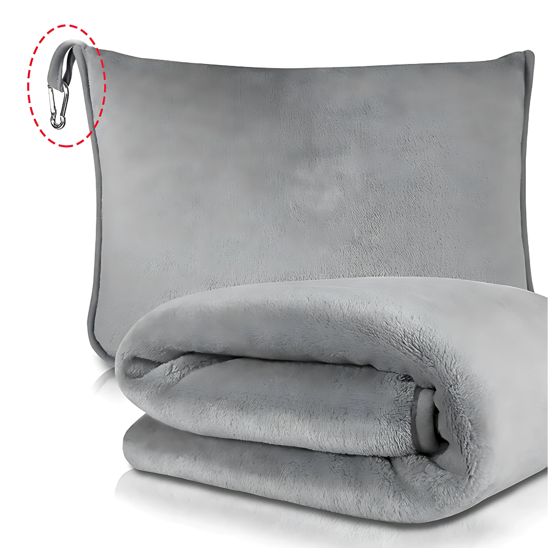 COLCHA / ALMOHADA DE FELPA – Comodidad 2 en 1 para tus viajes y descansos
