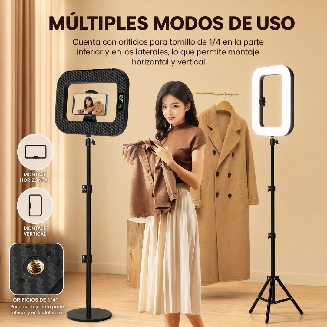 ARO DE LUZ CON TRÍPODE – Iluminación profesional para contenido