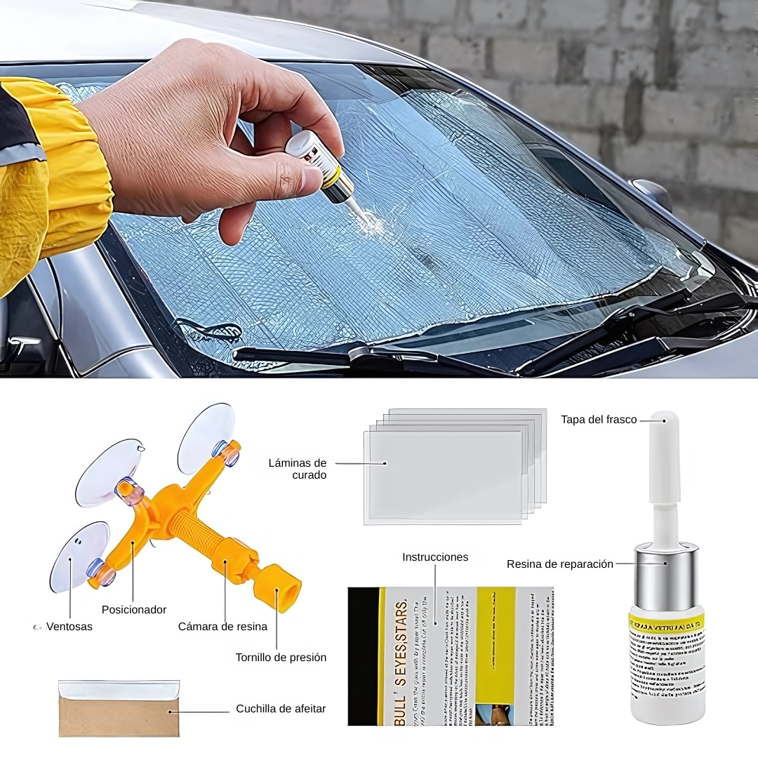 KIT REPARADOR DE VIDRIOS – Repara grietas y astillas sin ir al taller