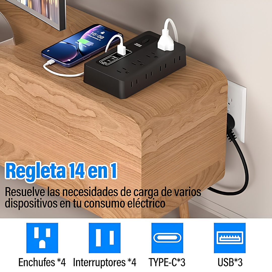 MULTIPLICADOR DE CONTACTOS NIFLO CON USB — Más conexiones, menos complicaciones