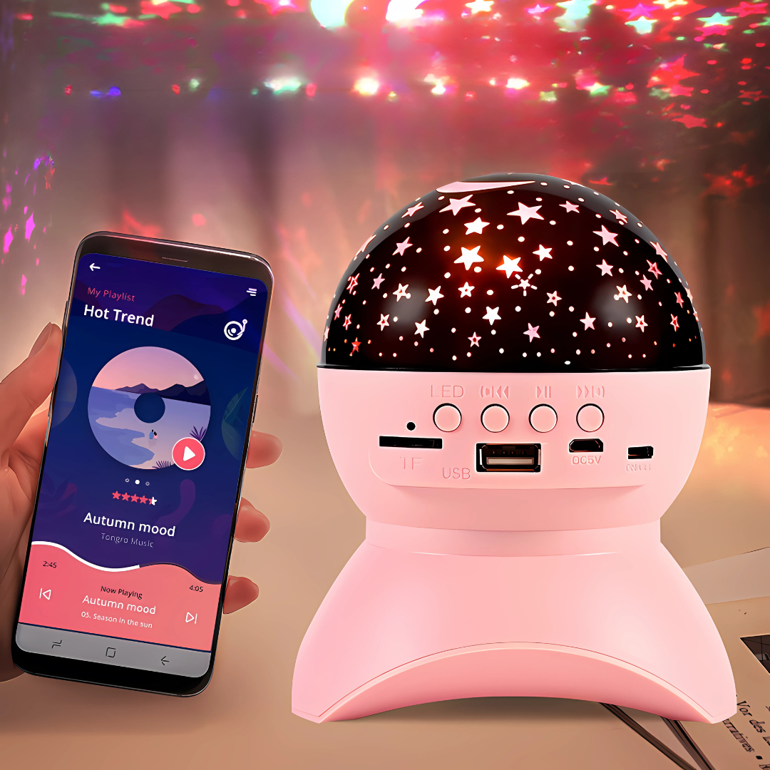 PROYECTOR PARLANTE – Luces, música y ambiente en un solo dispositivo