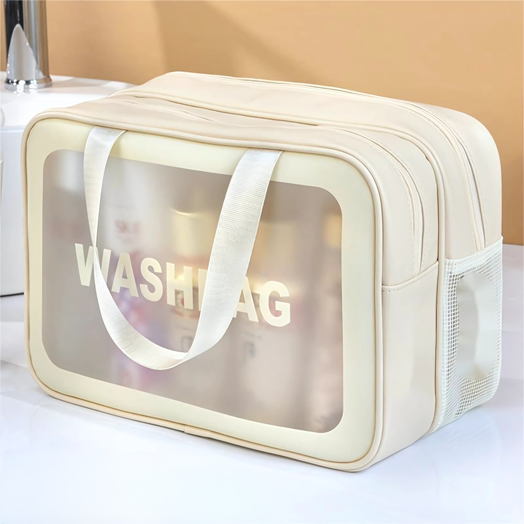 COSMETIQUERA WASHBAG BEIGE – Organización con estilo y practicidad