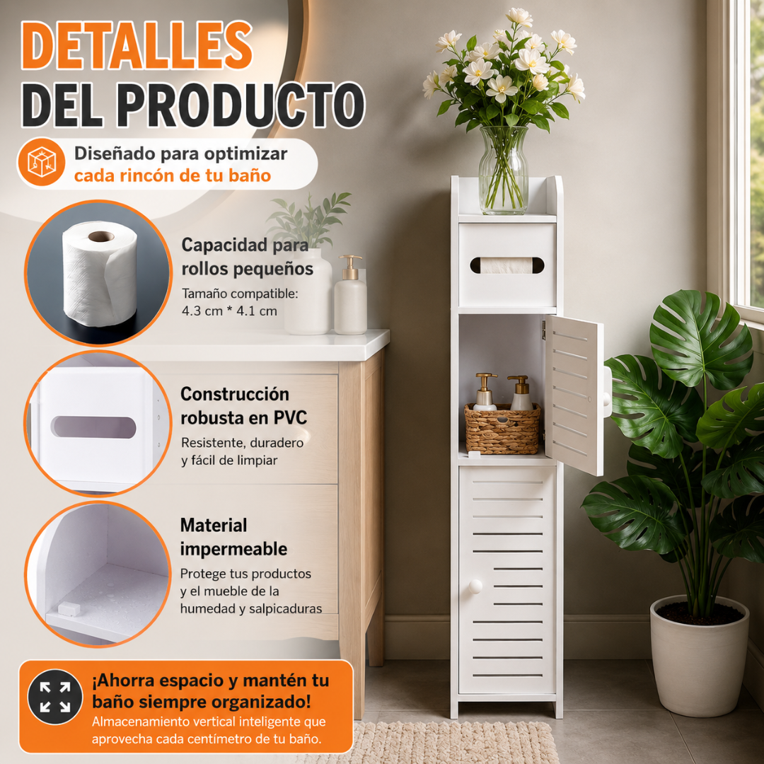 ORGANIZADOR DE BAÑO DE 1 PUERTA – Orden compacto y elegante para tu espacio