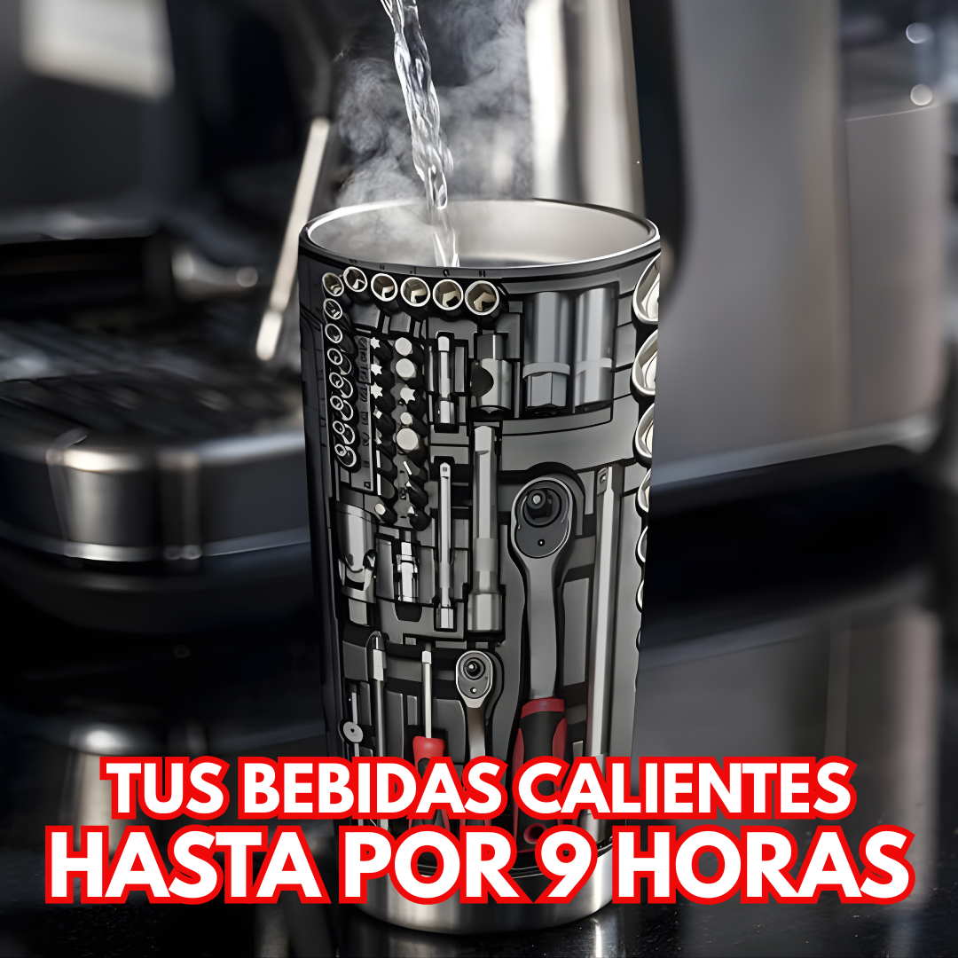 VASO TÉRMICO ESTILO MECÁNICO – Conservación prolongada, diseño industrial y personalidad única
