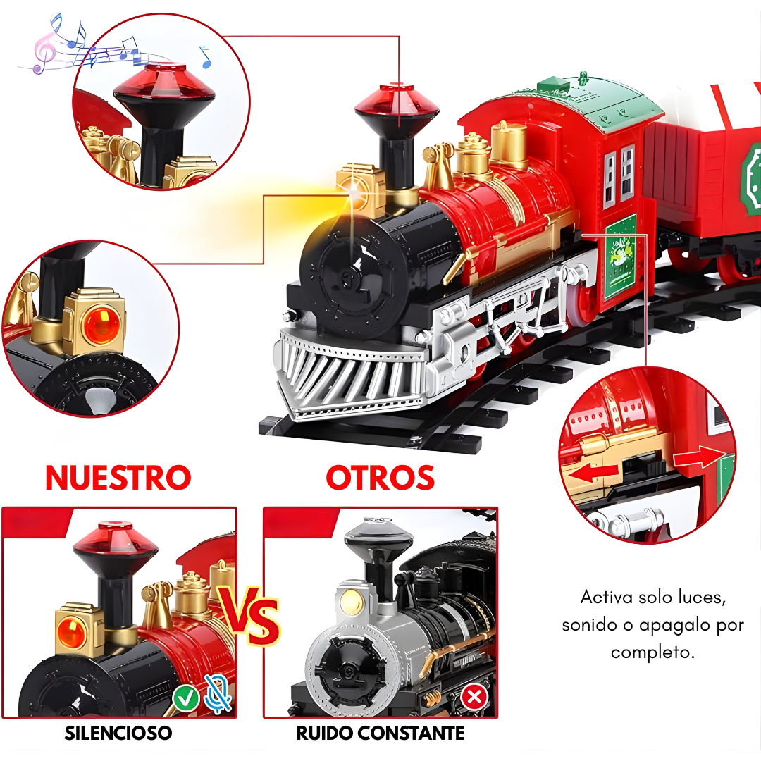 TREN NAVIDEÑO ELÉCTRICO PARA ÁRBOL – Magia en movimiento, espíritu festivo y un espectáculo que transforma tu Navidad
