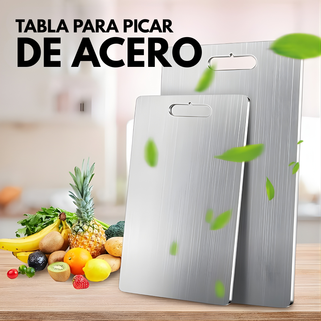 TABLA DE PICAR DE ACERO INOXIDABLE – Higiene superior, cero microplásticos y durabilidad profesional en tu cocina