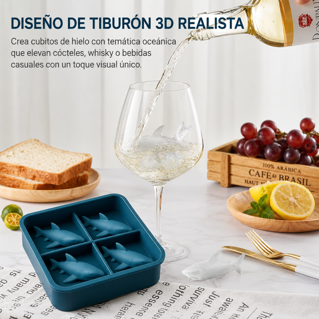 MOLDE PARA HIELO DE TIBURÓN – Bebidas y gelatinas más divertidas para fiestas, niños y reuniones