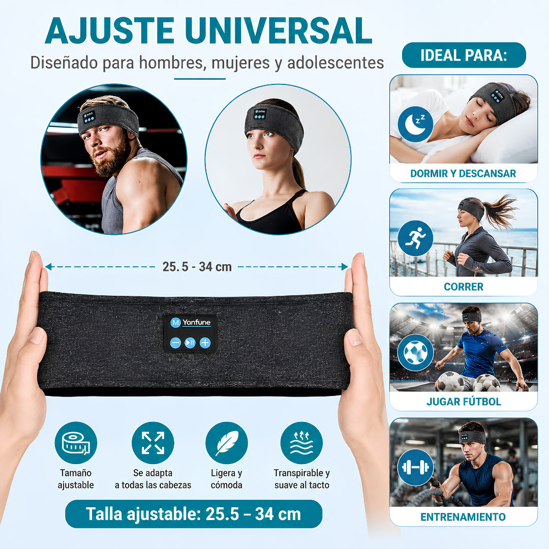 BANDA BLUETOOTH – Audio cómodo para dormir y entrenar