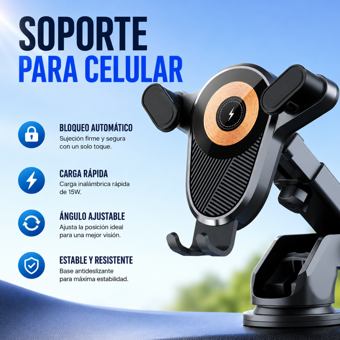 SOPORTE PARA CELULAR – Carga inalámbrica y uso cómodo