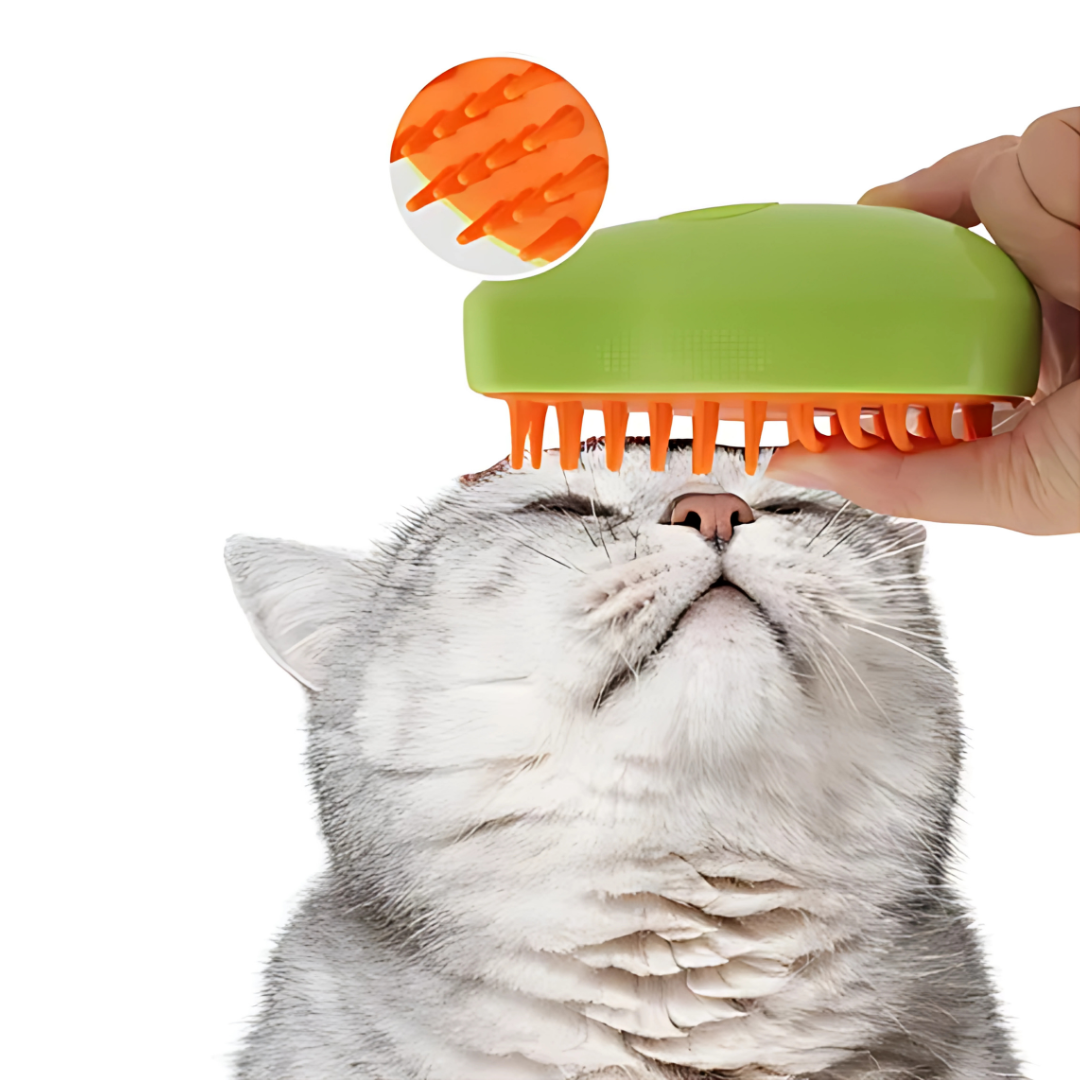 CEPILLO VAPORIZADOR MASCOTAS – Cepillado suave y sin estrés con limpieza profunda