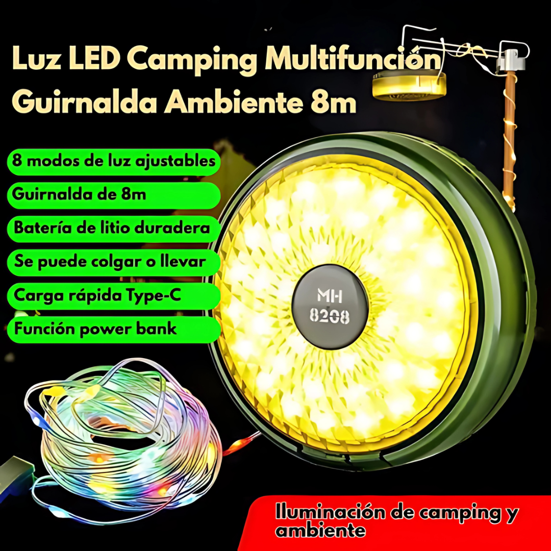 LÁMPARA ENROLLABLE PORTÁTIL – Iluminación potente y compacta para cualquier aventura