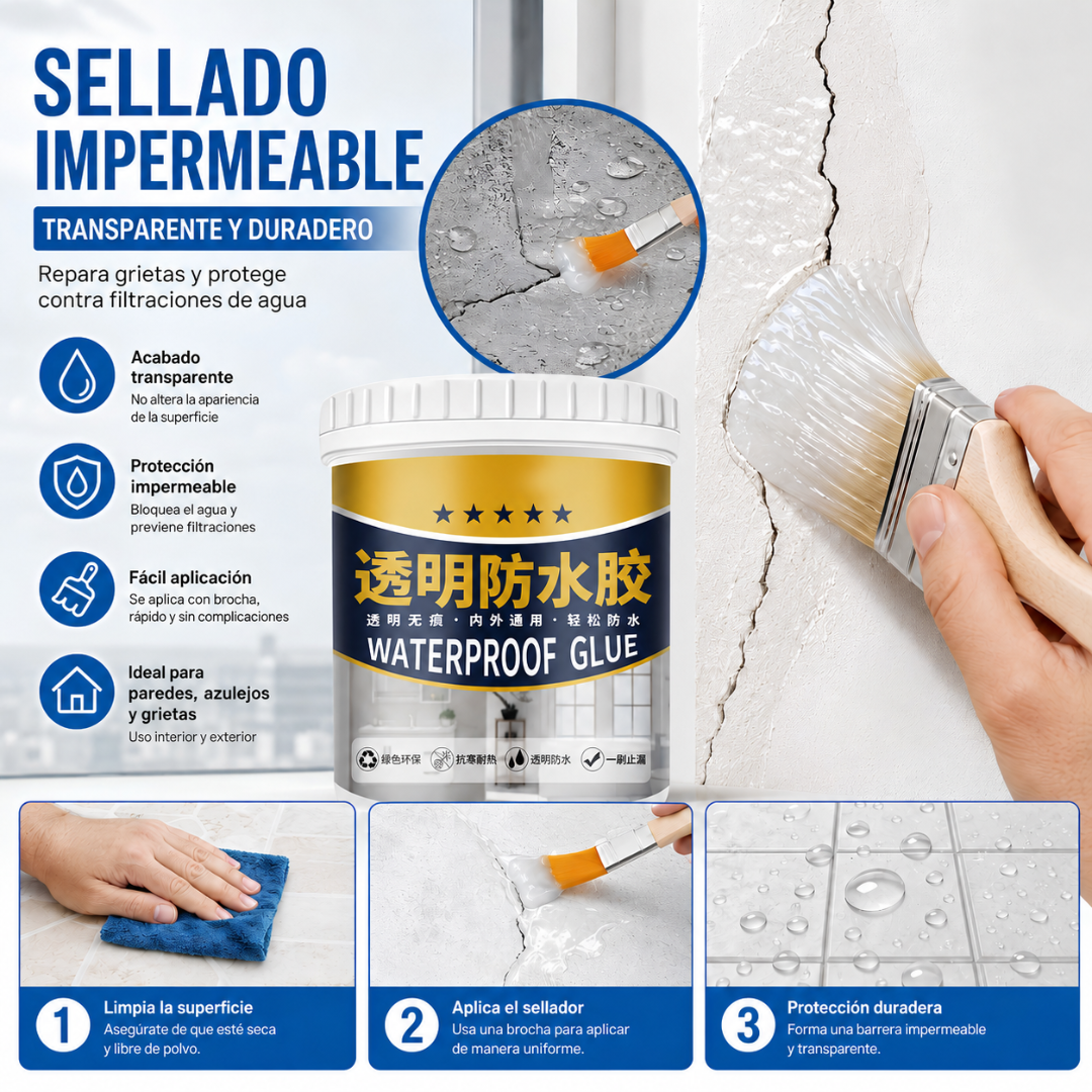 ADHESIVO IMPERMEABLE UNIVERSAL — Sella, protege y evita filtraciones