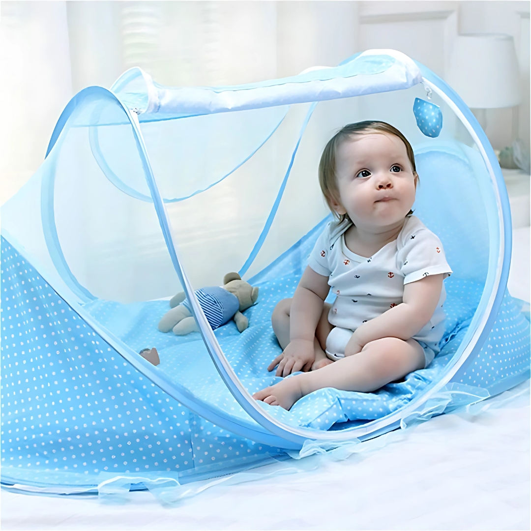CUNA PORTÁTIL CON MALLA Y COLCHÓN PLEGABLE – Comodidad y seguridad para tu bebé