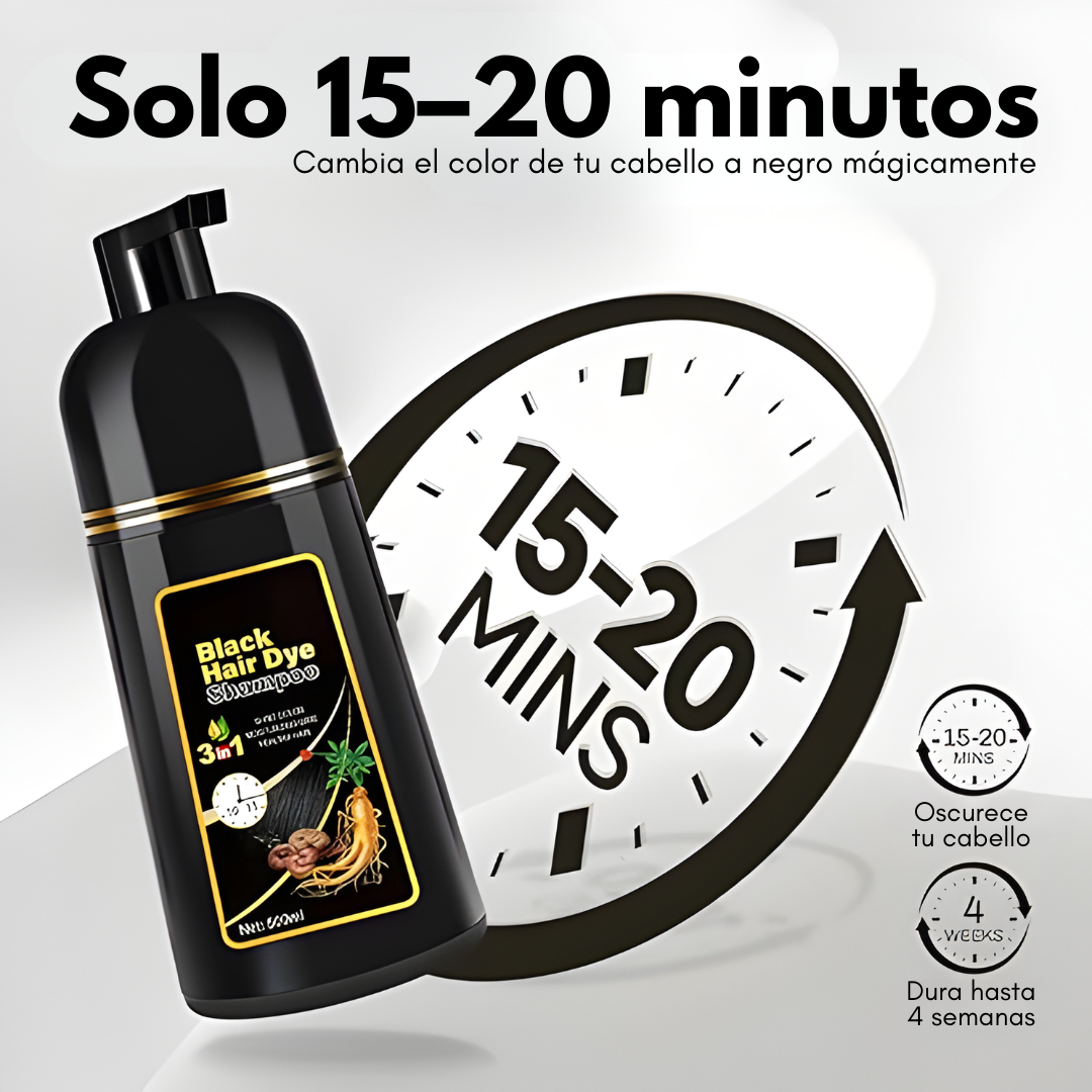 SHAMPOO PARA TEÑIR EL CABELLO DE NEGRO — Canas cubiertas sin salir de casa