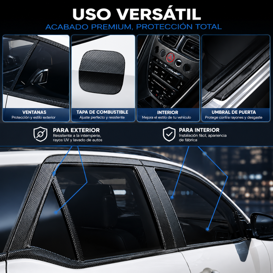 TAPE DE VINILO TEXTURA FIBRA DE CARBONO – Protección antirayones para carro