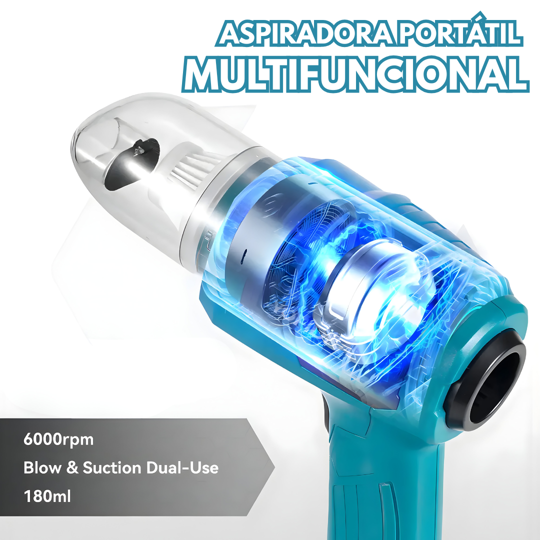 ASPIRADORA PORTÁTIL MULTIFUNCIONAL – Limpieza rápida para auto y hogar sin cables ni esfuerzo