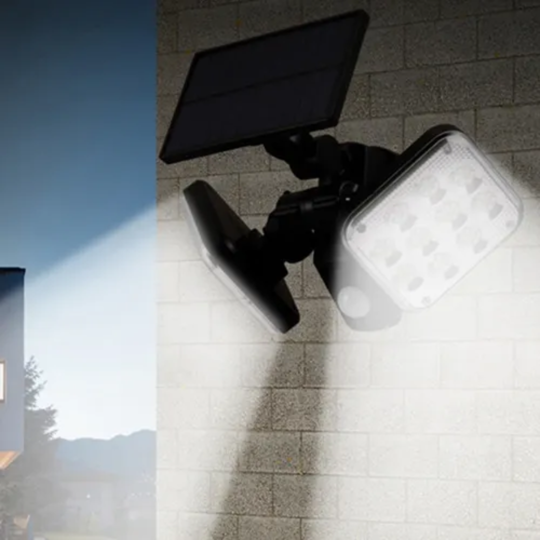 LUZ LED SOLAR 2 FOCOS – Iluminación potente y ecológica para exteriores