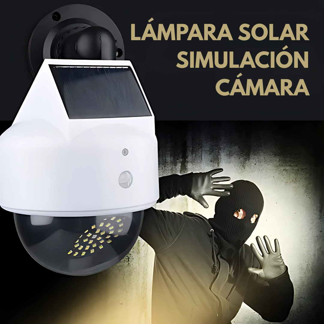 LÁMPARA SOLAR SIMULACIÓN CÁMARA – Seguridad visible y ahorro de energía