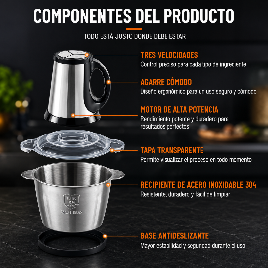PROCESADOR DE ALIMENTOS 3L — Cocina lista en minutos, tiempo libre el resto del día
