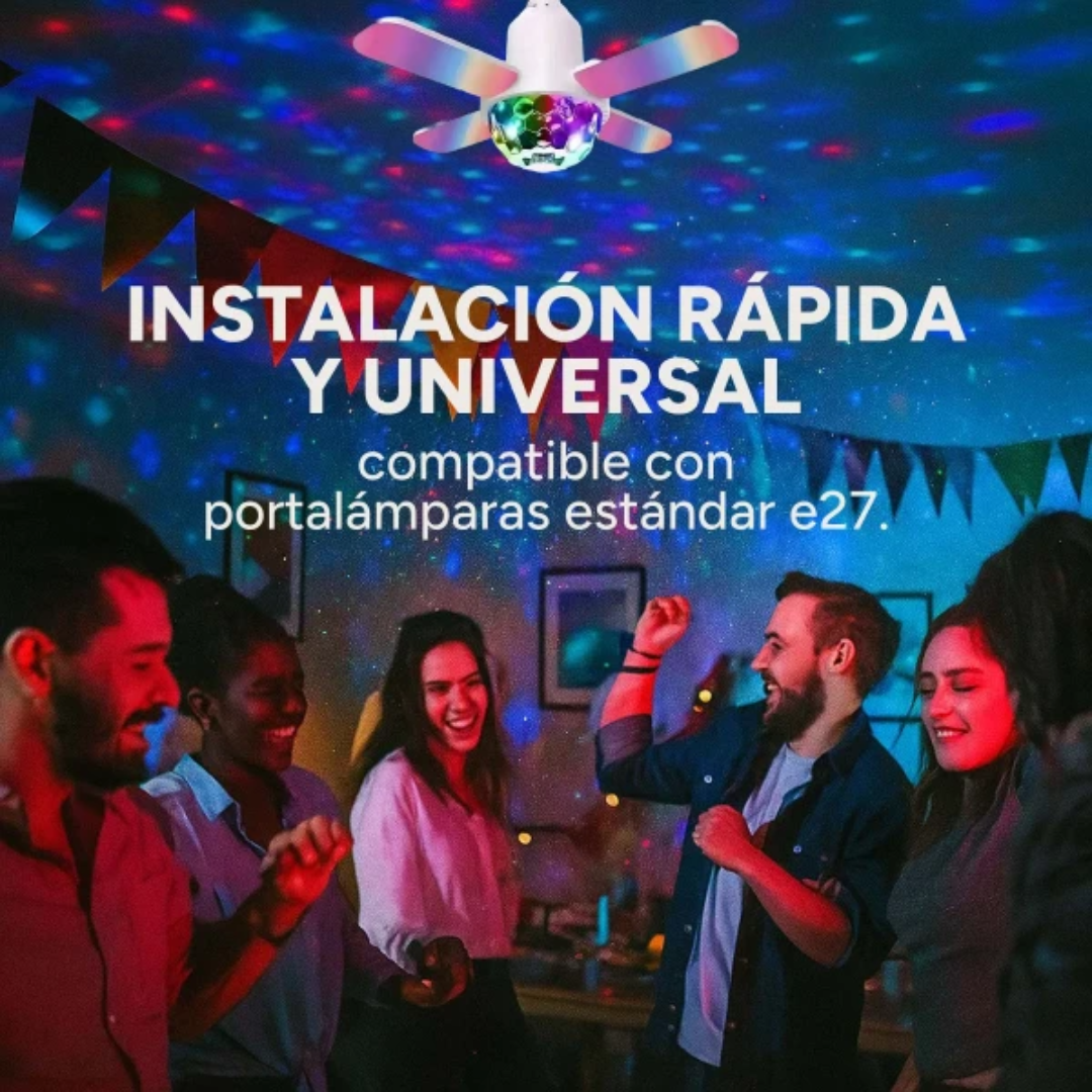 FOCO LED CON PARLANTE — Iluminación potente y música en un solo clic