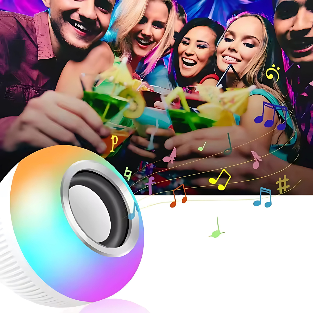 BOMBILLO DE LUZ LED EN MÚLTIPLES COLORES Y BOCINA BLUETOOTH INTEGRADA – Ambiente, sonido y estilo en una sola lámpara