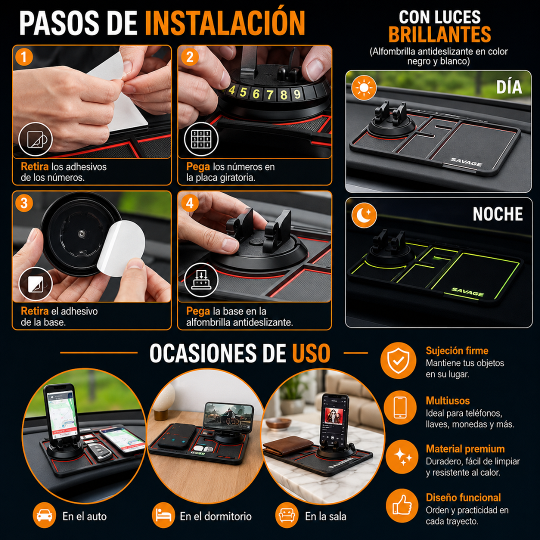 ALMOHADILLA ANTIDESLIZANTE PARA AUTO – Tu celular y objetos siempre seguros en el tablero