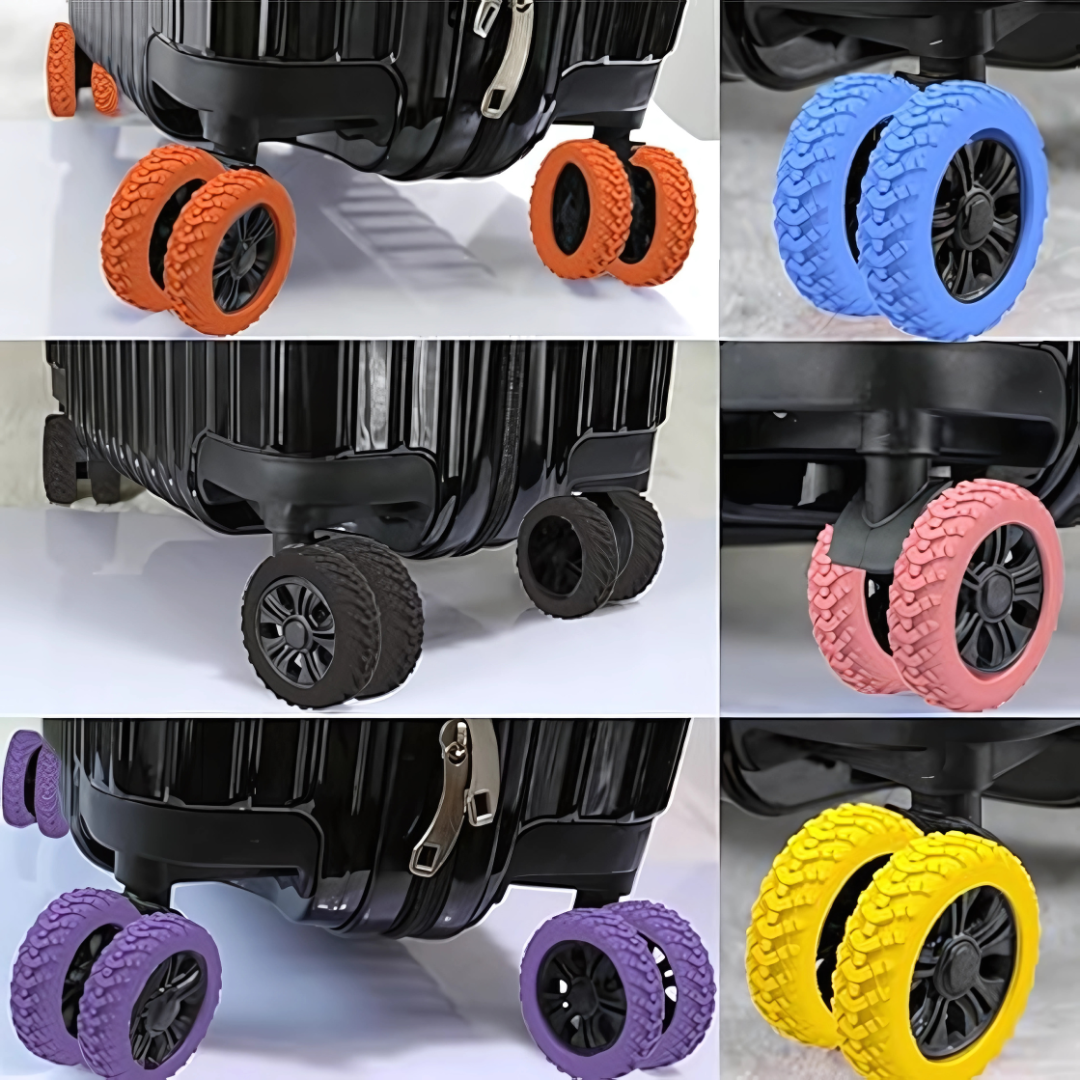 FUNDAS DE SILICONA PARA RUEDAS DE MALETA (8 Unidades) – Protege tus maletas y viaja sin ruidos