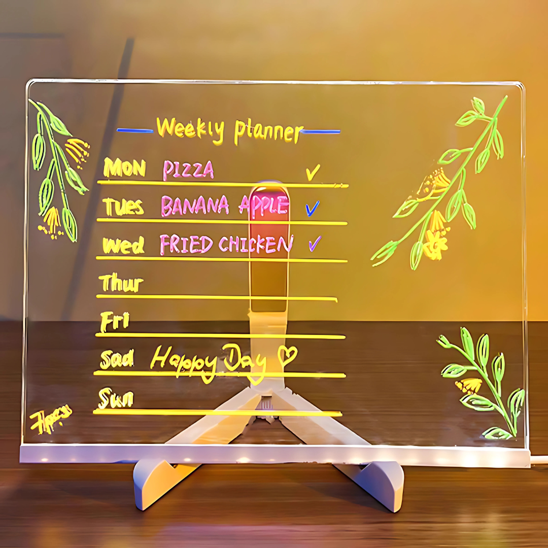 Pizarra LED Luminosa – Dibuja, escribe y brilla con creatividad infinita