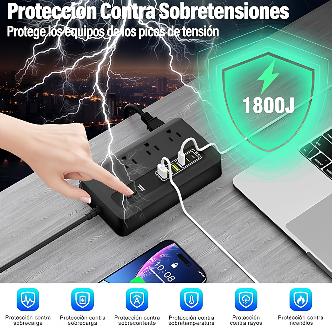 MULTIPLICADOR DE CONTACTOS NIFLO CON USB — Más conexiones, menos complicaciones