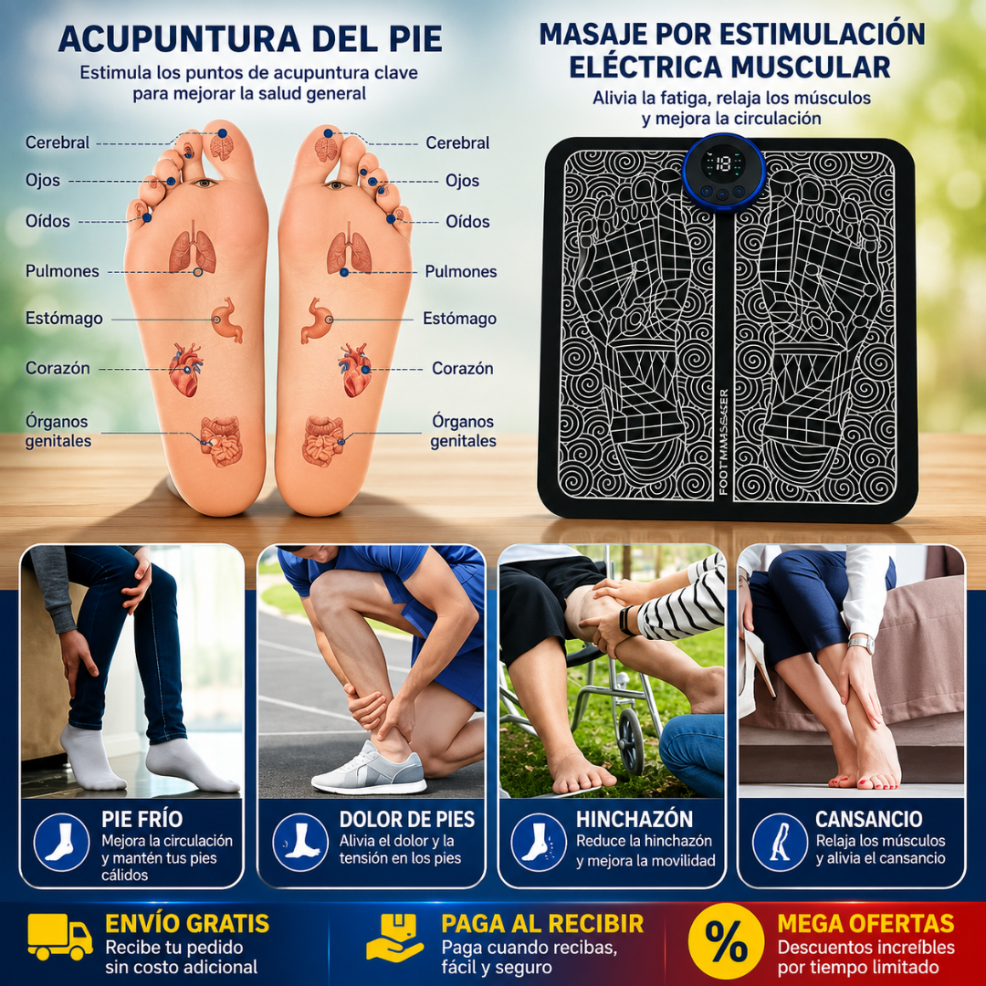 MASAJEADOR ELÉCTRICO DE PIES – Alivio profundo, relajación inmediata y descanso que se siente