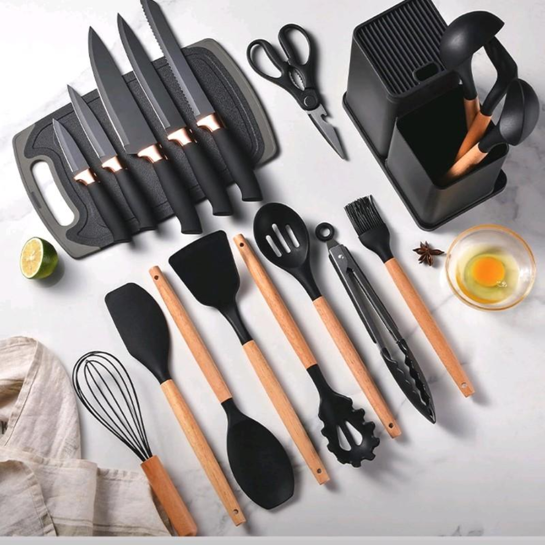 SET DE UTENSILIOS DE COCINA 19 PIEZAS – Todo lo que necesitas para cocinar como un chef