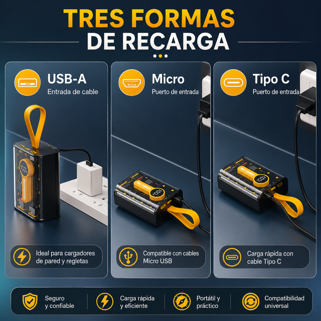 CARGADOR PORTÁTIL DE 10000 MAH – Energía para varios dispositivos