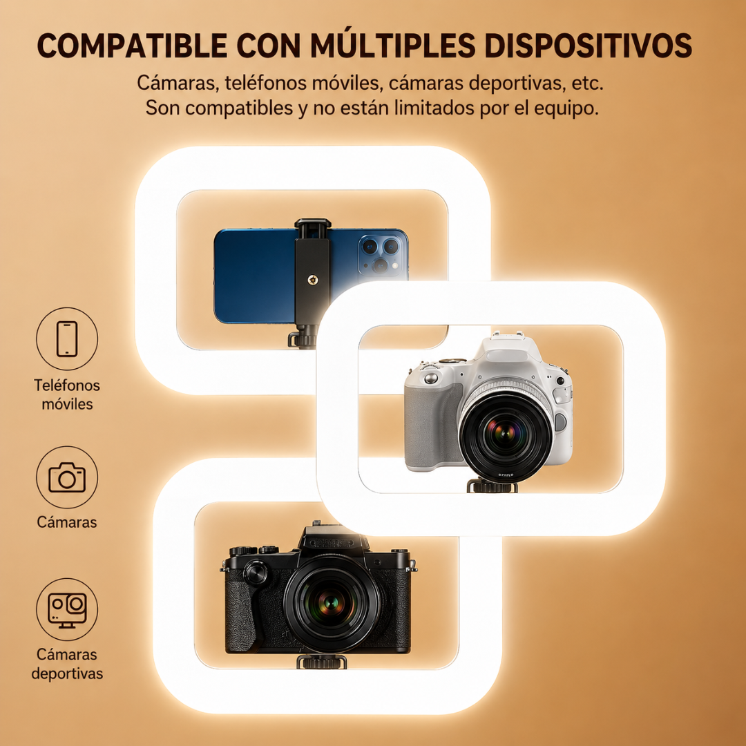 ARO DE LUZ CON TRÍPODE – Iluminación profesional para contenido