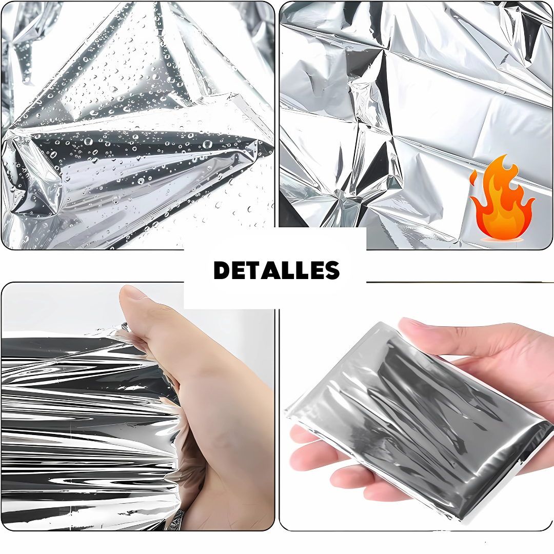 Pack 5 Und. Manta Térmica de Emergencia - No dejes que el frío te sorprenda: protección térmica compacta para emergencias o senderismo.
