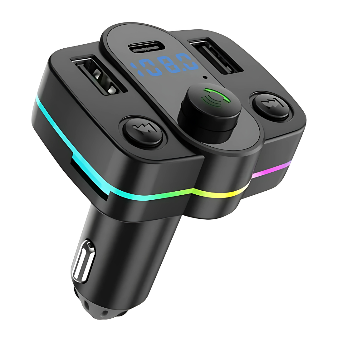 TRANSMISOR REPRODUCTOR BLUETOOTH Y CARGADOR USB-C PARA VEHÍCULO – Conduce con música, carga y libertad