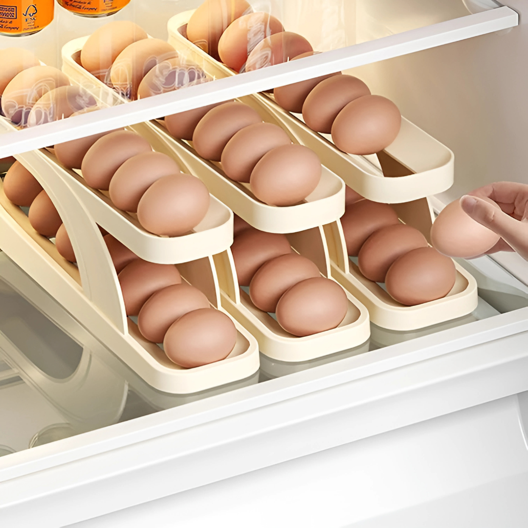 ESTANTE ORGANIZADOR PARA HUEVOS – Ahorra espacio y mantén tus huevos siempre a la vista y ordenados