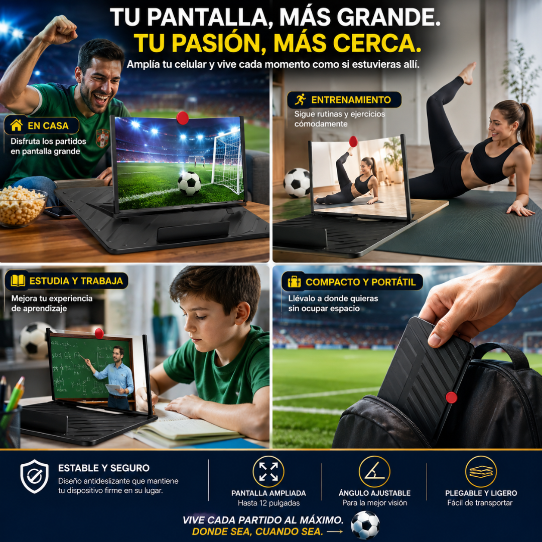 AMPLIFICADOR DE PANTALLA 3D PARA CELULAR – Vive cada partido como si estuvieras en la tribuna