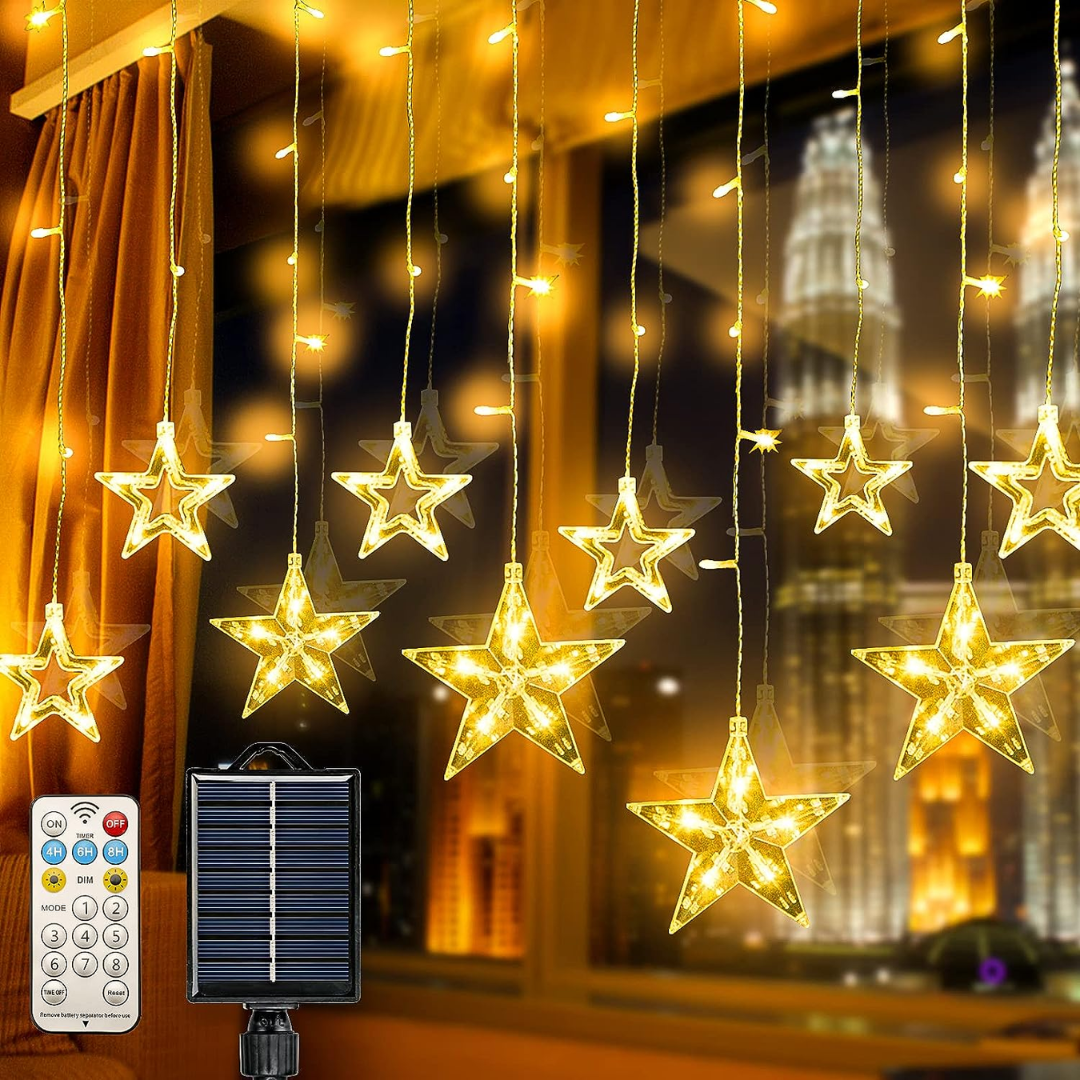 CORTINA DE LUCES SOLARES – Ilumina tus noches con un brillo mágico y sostenible