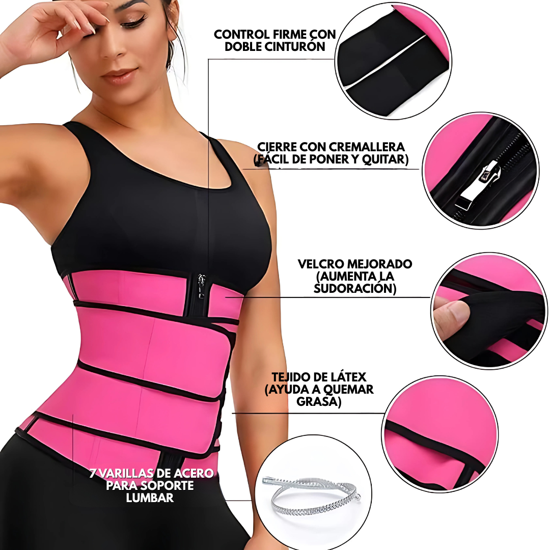 CINTURÓN REDUCTOR DEPORTIVO 2 CINTAS – Potencia tu entrenamiento y moldea tu cintura