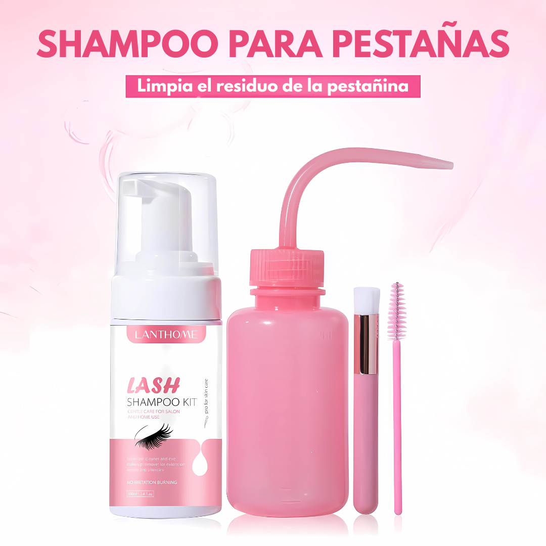 Kit de Lash Shampoo para Pestañas Kiss 60 ml – Caja Rosada con Blanco