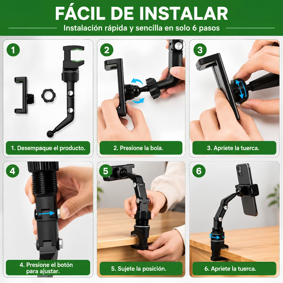 SOPORTE PARA CELULAR RETROVISOR – Manejo visible y seguro