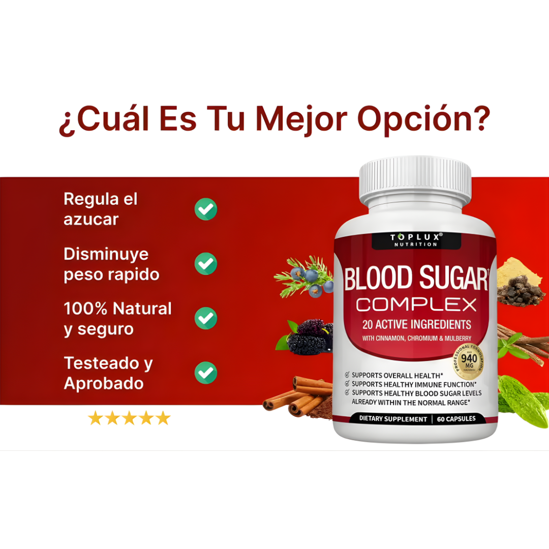 BLOOD SUGAR — Equilibrio natural del azúcar, energía estable y sin los altibajos que cansancio te dejan