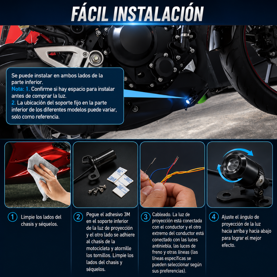 PROYECTOR DE ALAS MOTO - Lujo visual sobre ruedas