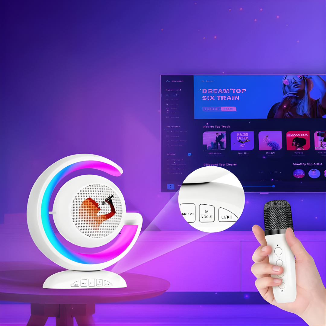 KARAOKE PORTÁTIL CON LUCES LED – Diversión en casa, sonido envolvente y shows que iluminan cada momento