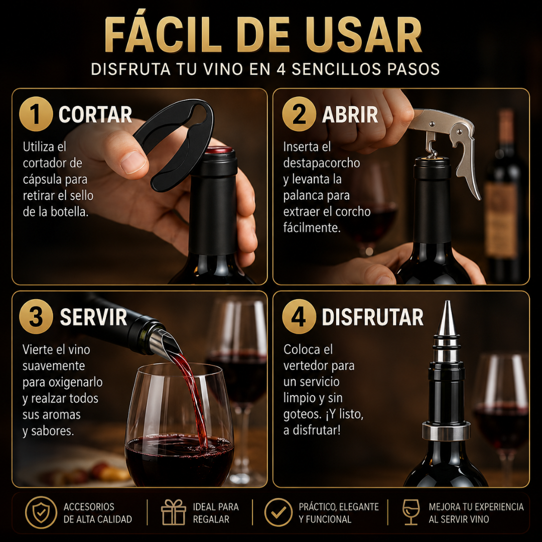 SET ACCESORIOS DE VINO – Sirve y conserva mejor