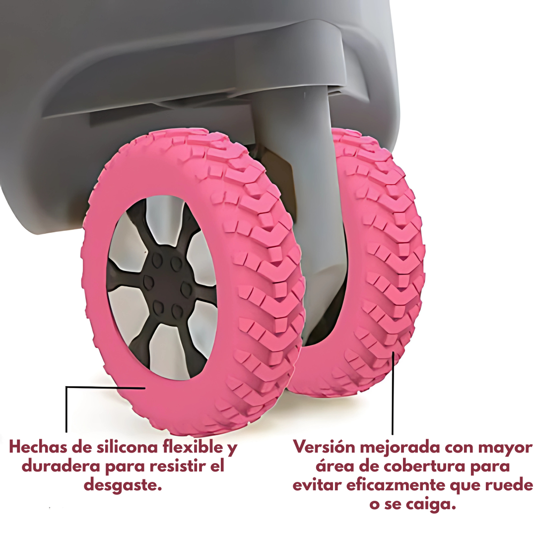 FUNDAS DE SILICONA PARA RUEDAS DE MALETA (8 Unidades) – Protege tus maletas y viaja sin ruidos