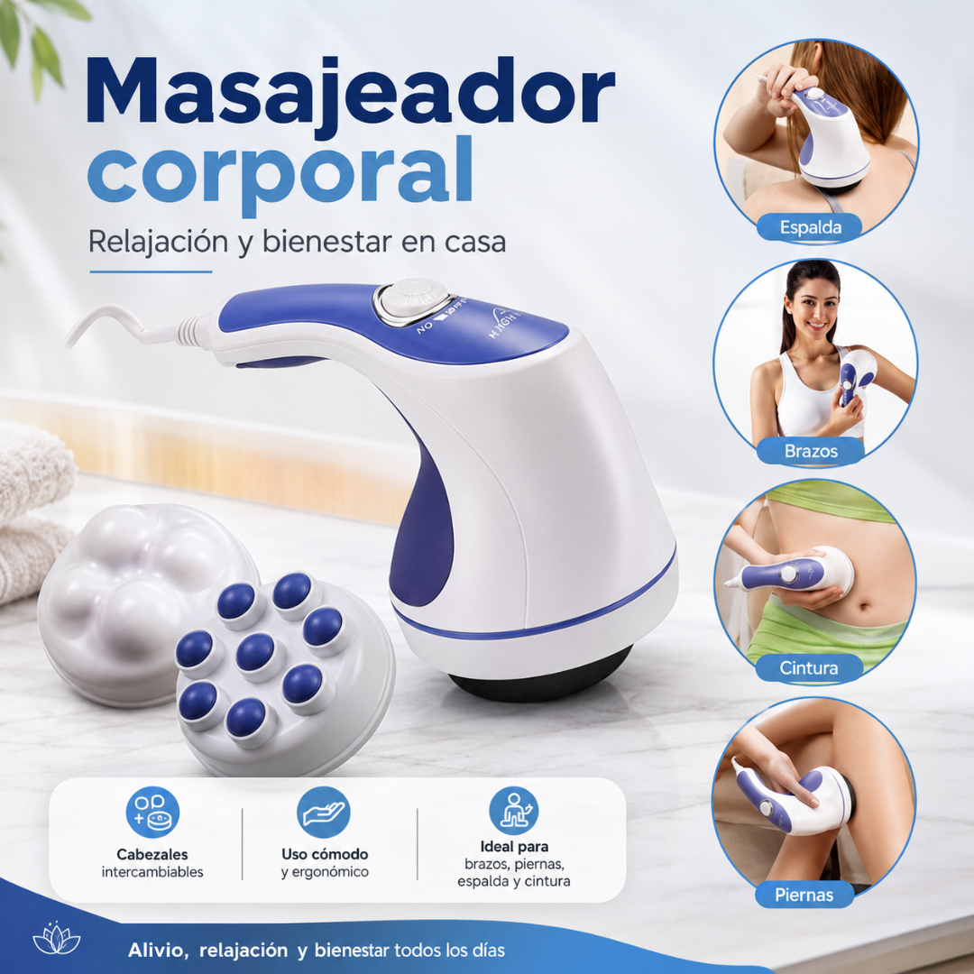 MASAJEADOR CORPORAL ELÉCTRICO – Estimula, masajea y complementa tu rutina corporal